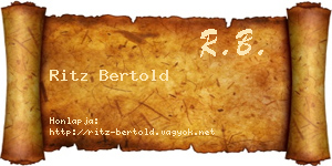 Ritz Bertold névjegykártya